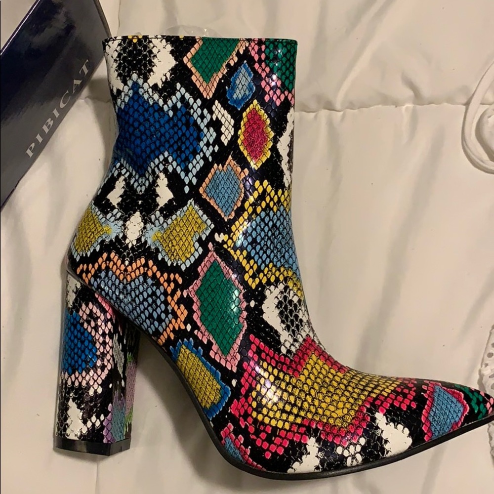 Multi- colored snake boot